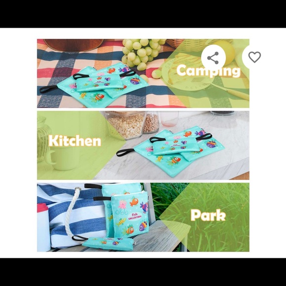 Nuovoware Sandwich/Snack Zipper Bags  [3 Pk] Resuable, Washable, Cartoon Fish - Picture 7 of 11